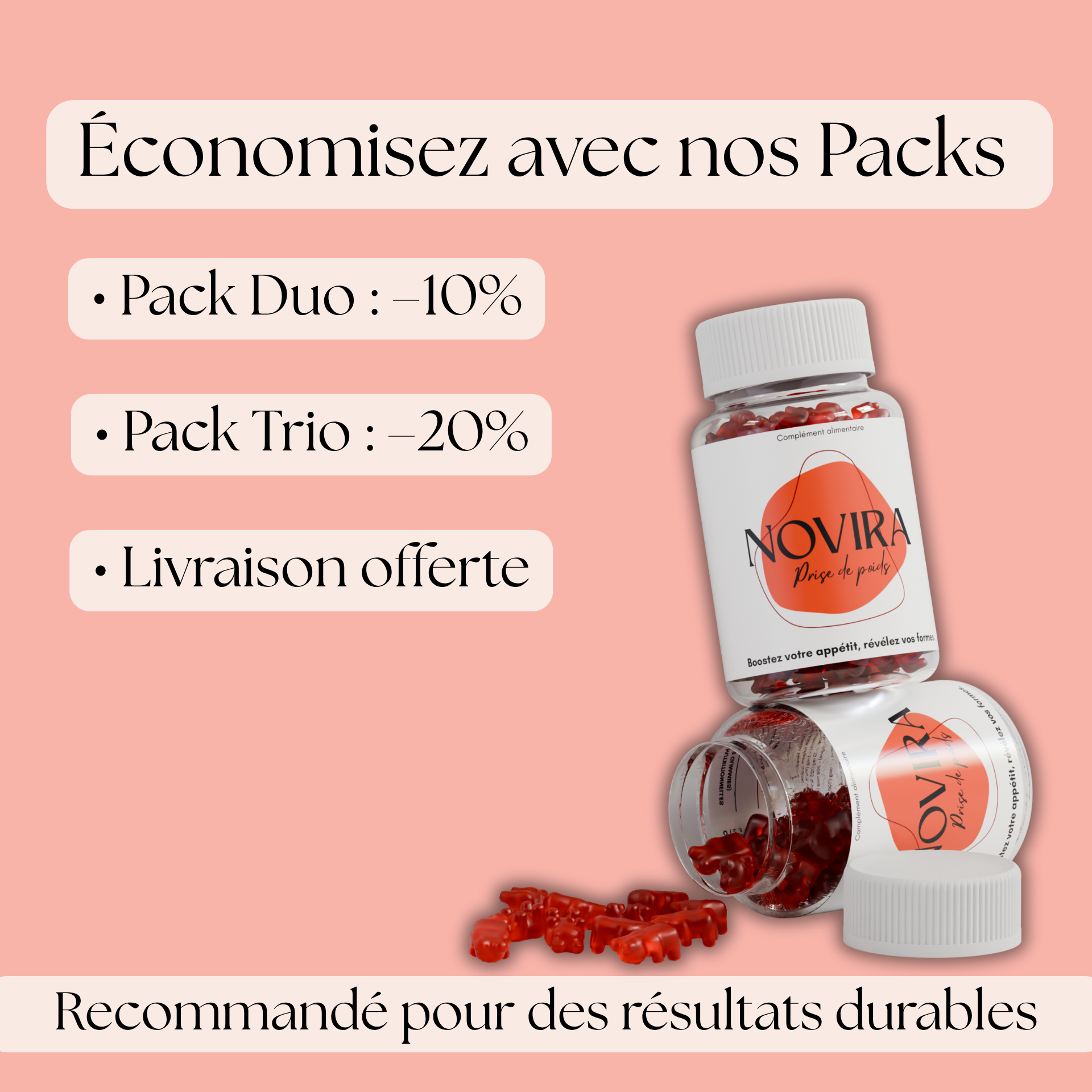 Prise de poids - Gummies végan goût fraise